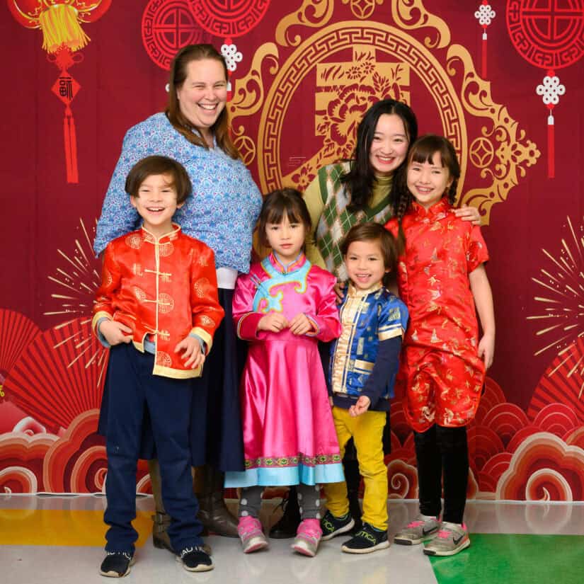 au pair and host family celebrating Chinese culture.