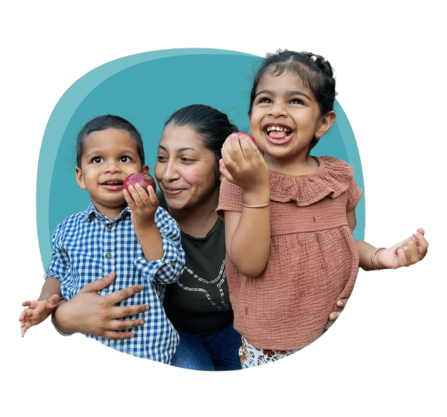 Au pair with two host children.