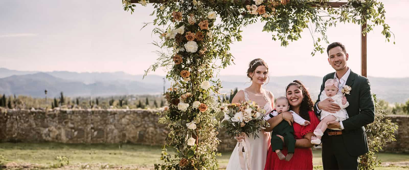 Host family at wedding with au pair.